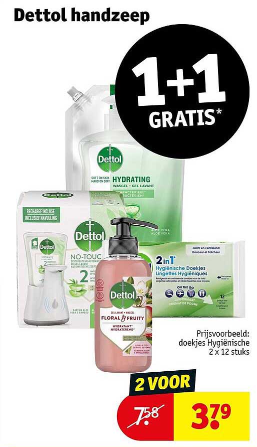 Dettol handzeep 1+1 GRATIS*