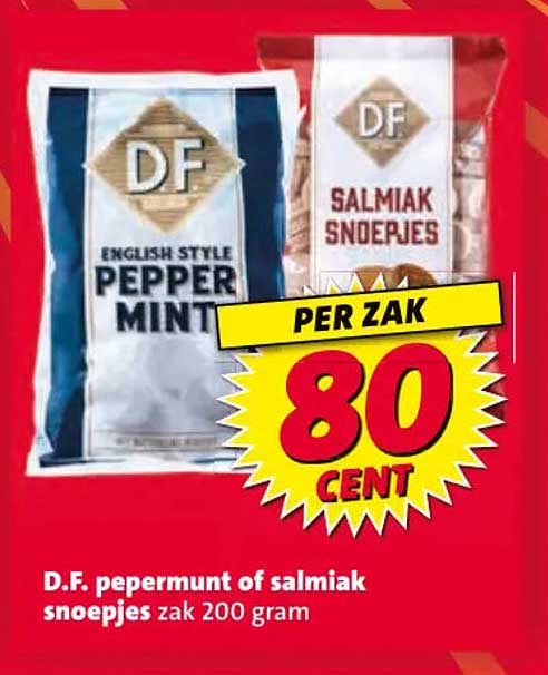 D.F. pepermunt of salmiak snoepjes zak 200 gram