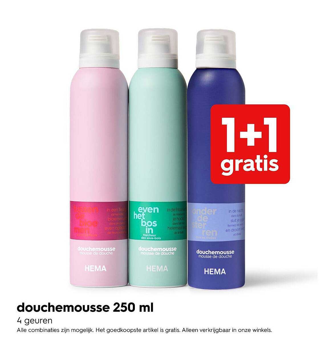 douchemousse 250 ml 1+1 gratis