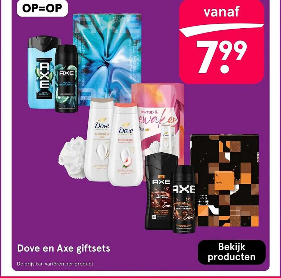 Dove en Axe giftsets