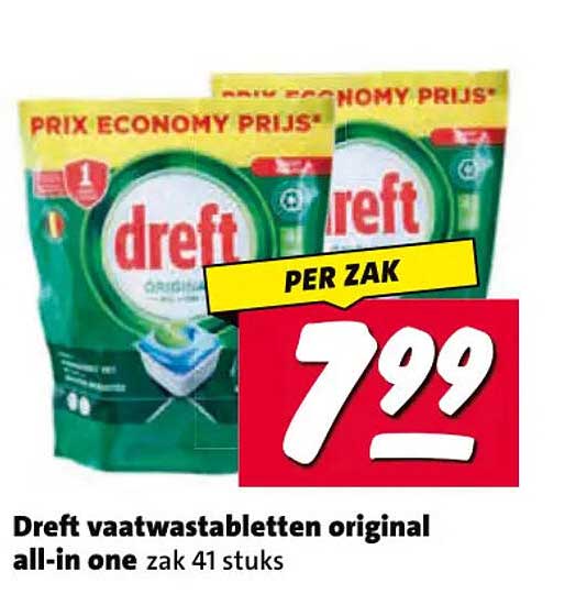 Dreft vaatwastabletten original all-in one zak 41 stuks per zak