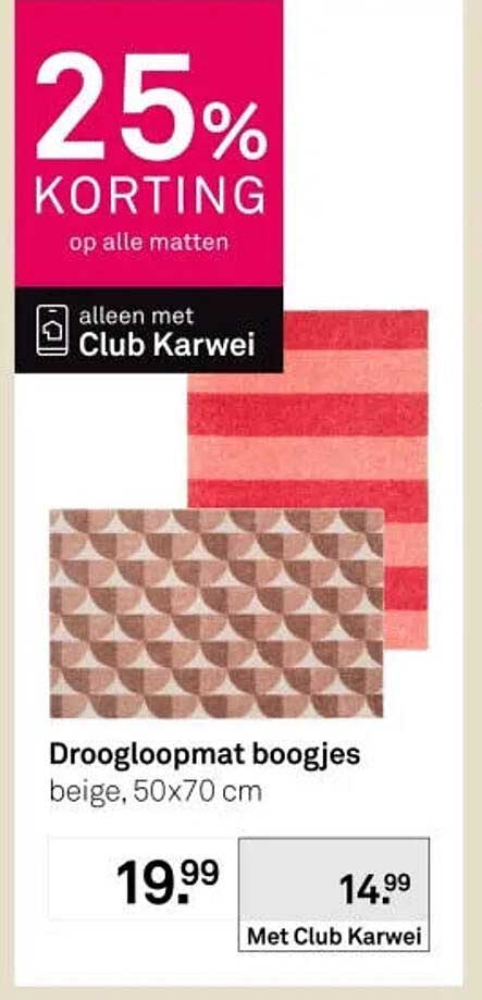 Droogloopmat boogjes beige, 50x70 cm 25% korting op alle matten alleen met Club Karwei