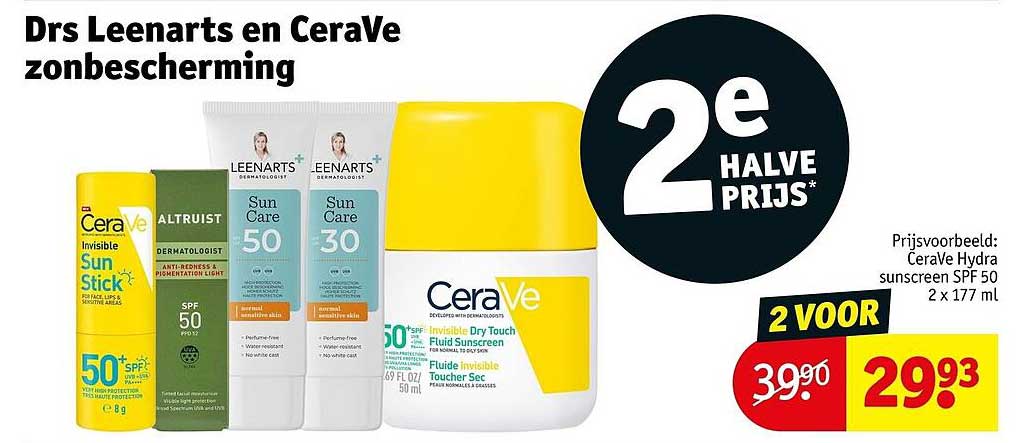 Drs Leenarts en CeraVe zonbescherming 2e halve prijs