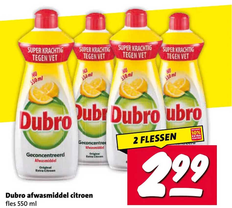 Dubro afwasmiddel citroen fles 550 ml 2 flessen
