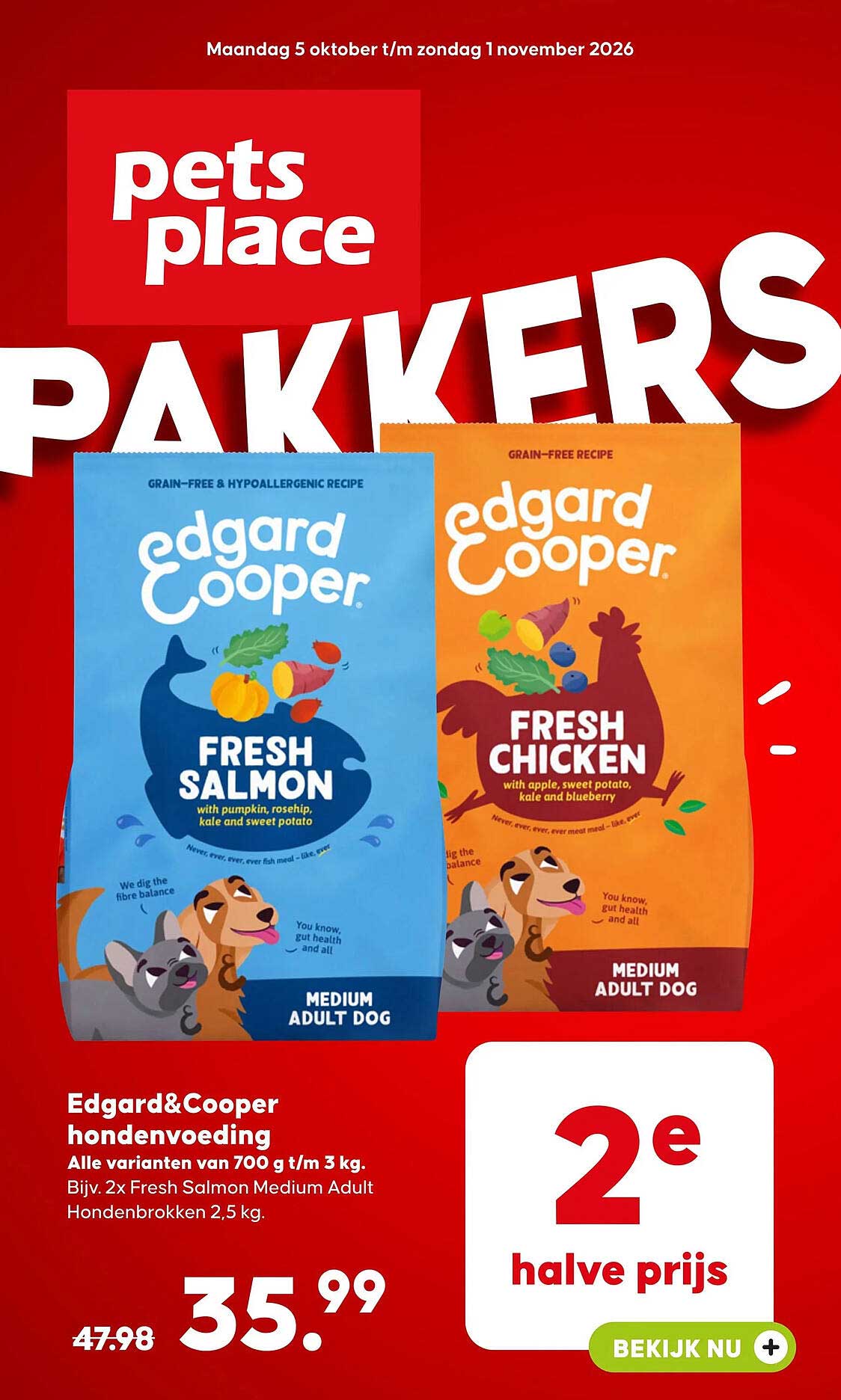 Edgard&Cooper hondenvoeding 2e halve prijs