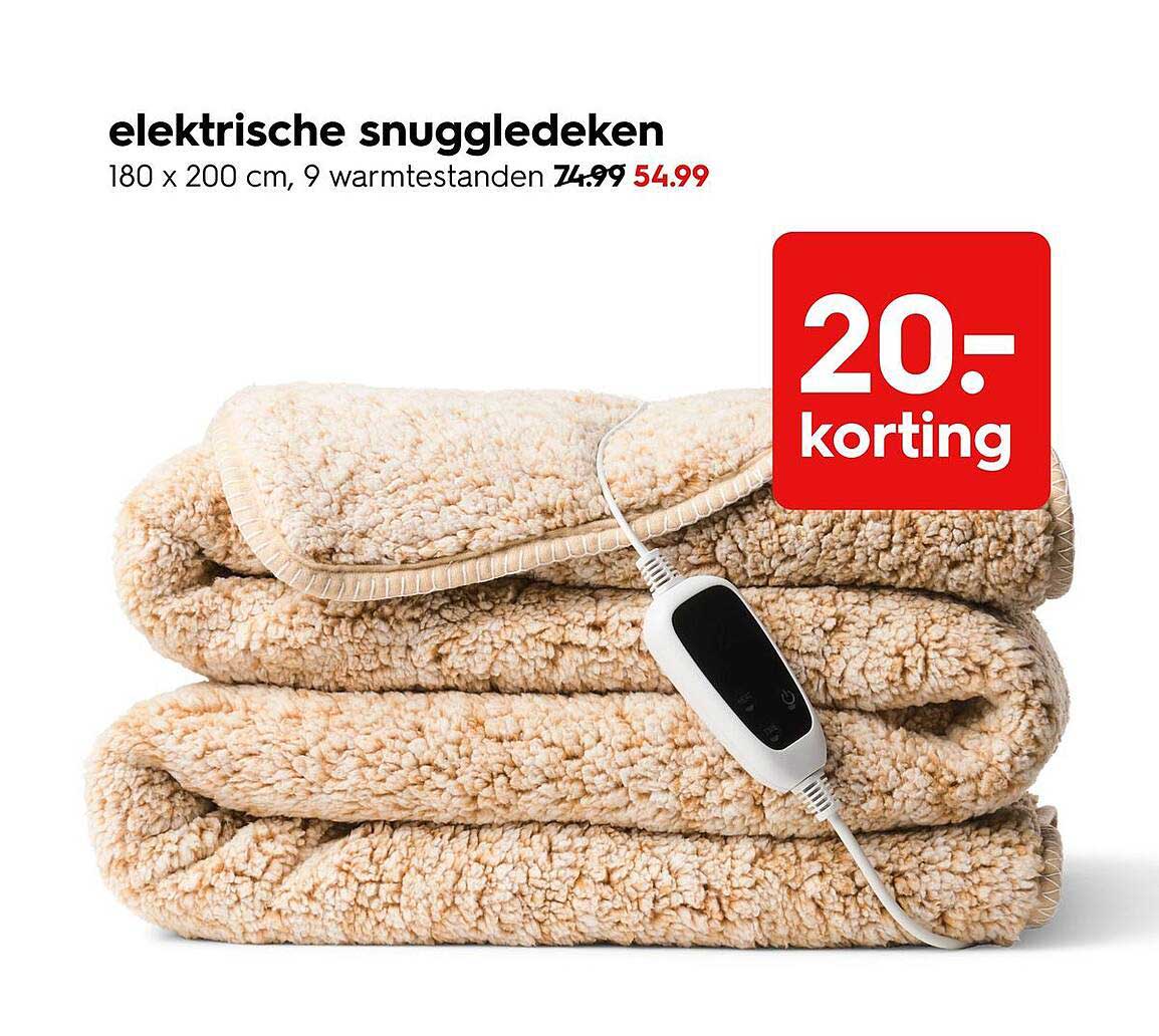 elektrische snuggledken 180 x 200 cm, 9 warmtestanden 20.- korting