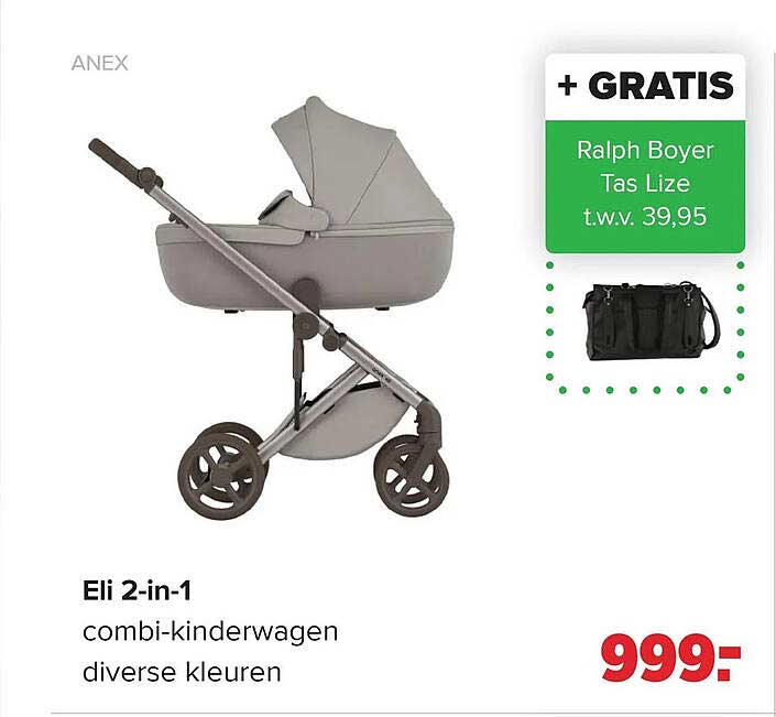 Eli 2-in-1 combi-kinderwagen diverse kleuren + GRATIS Ralph Boyer Tas Lize t.w.v. 39,95