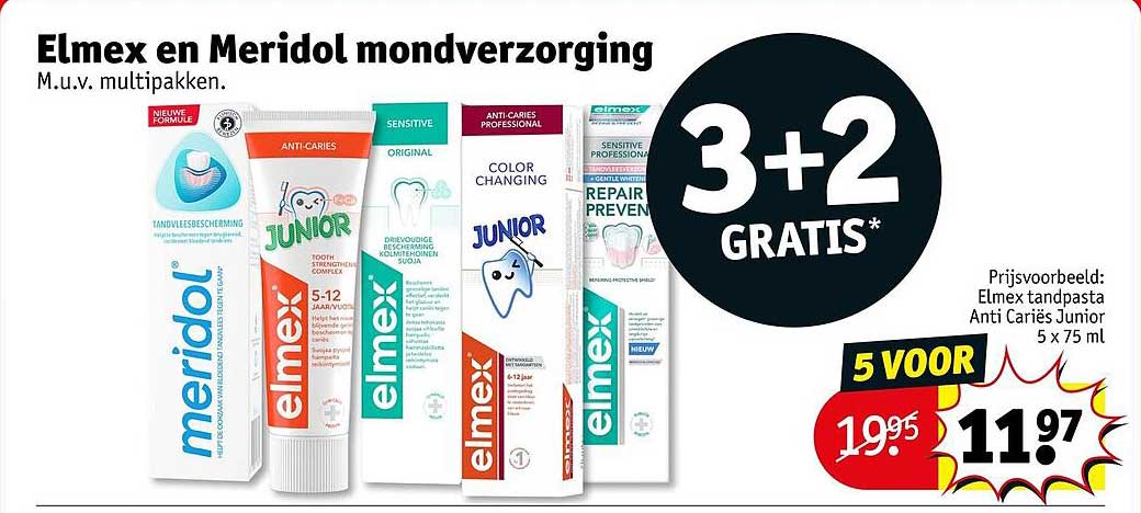 Elmex en Meridol mondverzorging 3+2 GRATIS*