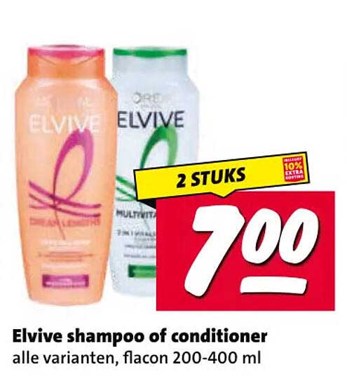 Elvive shampoo of conditioner alle varianten, flacon 200-400 ml 2 STUKS