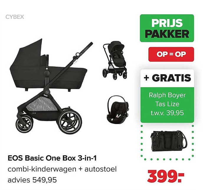 EOS Basic One Box 3-in-1 combi-kinderwagen + autostoel + GRATIS Ralph Boyer Tas Lize t.w.v. 39,95