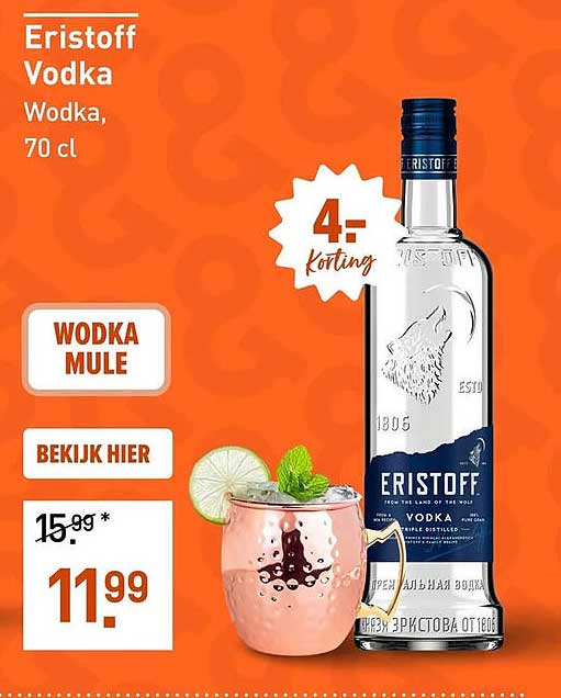 Eristoff Vodka Vodka, 70 cl 4- korting