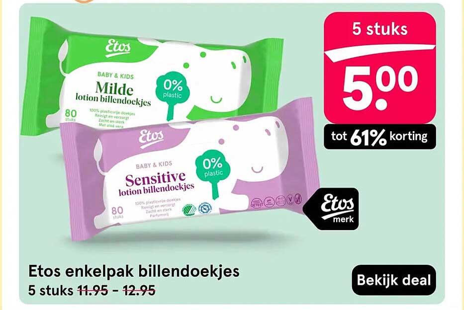 Etos enkelpak billendoekjes 5 stuks