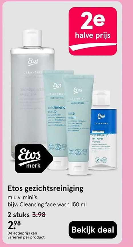 Etos gezichtsreiniging 2e halve prijs