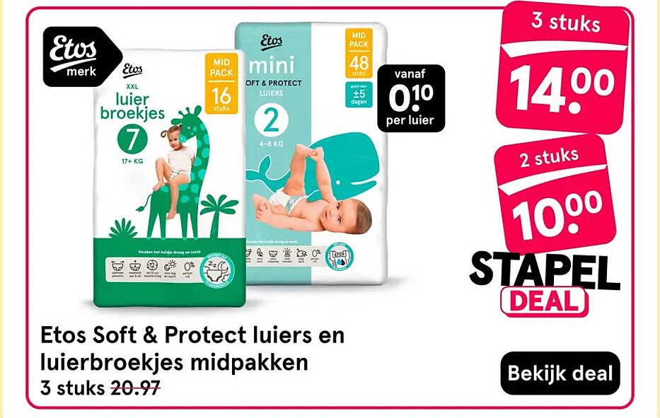 Etos Soft & Protect luiers en luierbroekjes midpakken