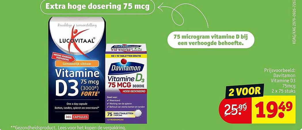 Extra hoge dosering 75 mcg 2 VOOR