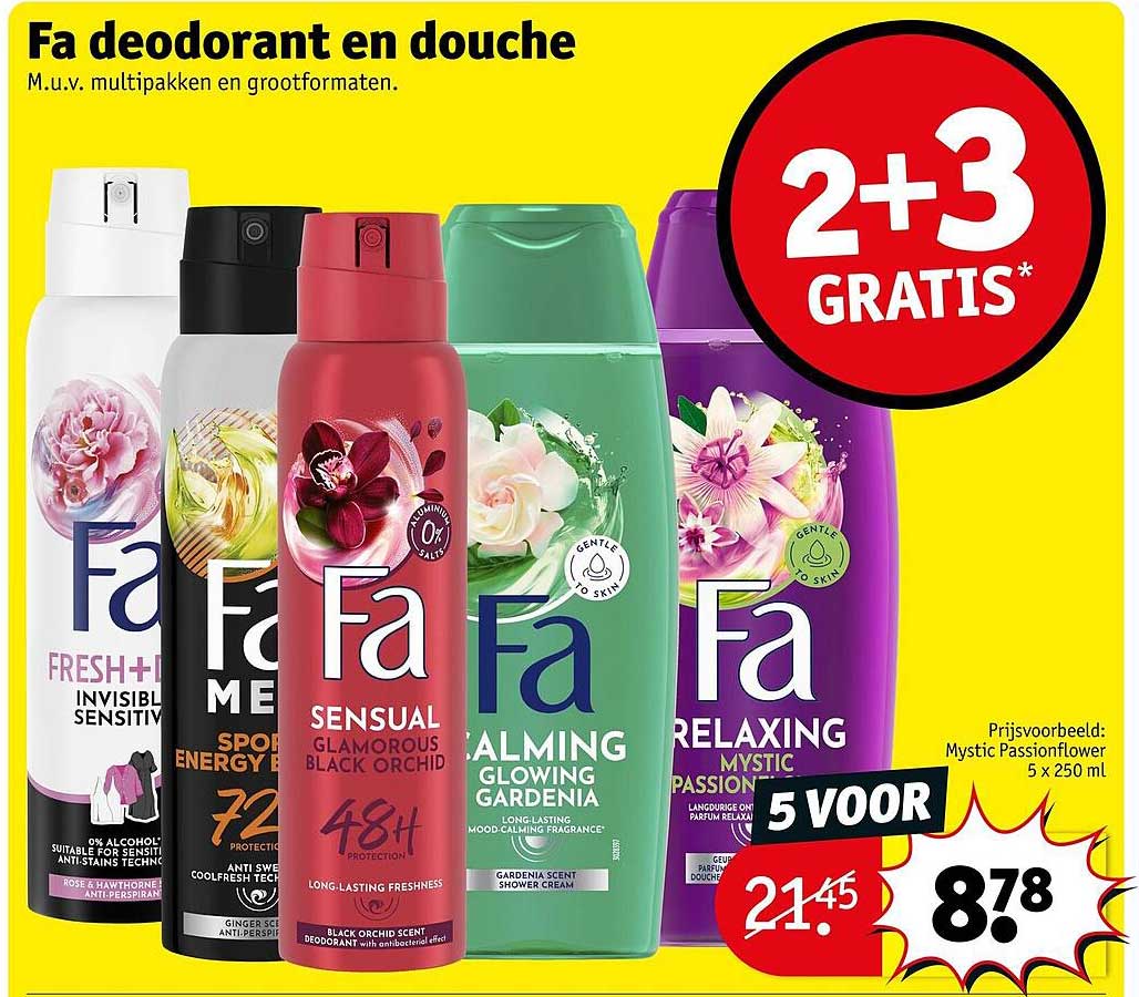 Fa deodorant en douche 2+3 gratis