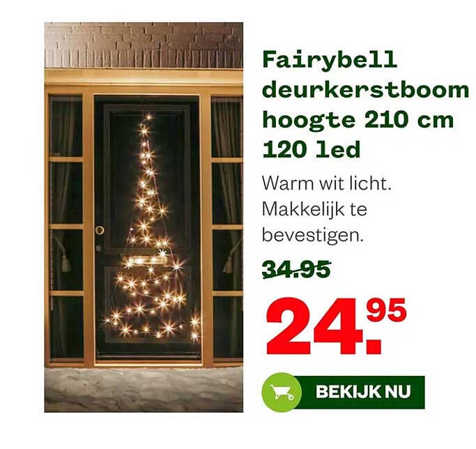 Fairybell deurkerstboom hoogte 210 cm 120 led