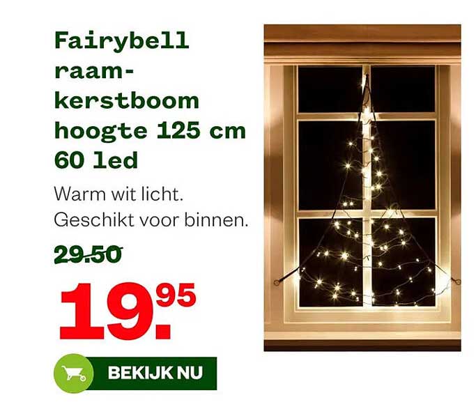 Fairybell raam-kerstboom hoogte 125 cm 60 led
