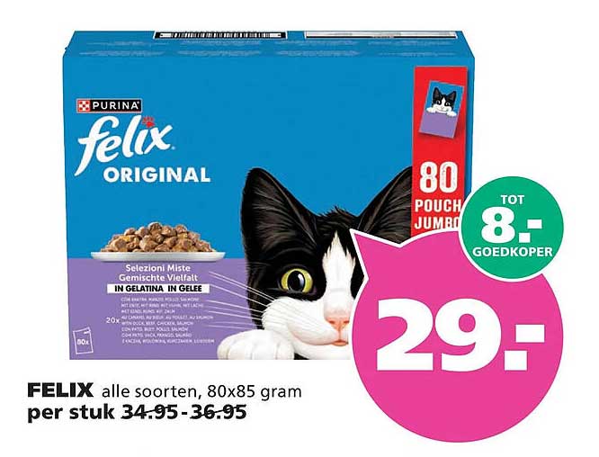FELIX alle soorten, 80x85 gram per stuk 34.95 - 36.95