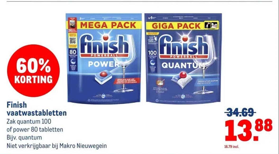 Finish vaatwastabletten Zak quantum 100 of power 80 tabletten