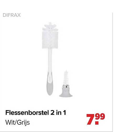 Flessenborstel 2 in 1 Wit/Grijs