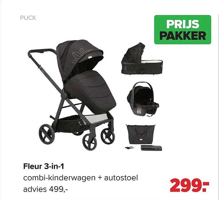 Fleur 3-in-1 combi-kinderwagen + autostoel
