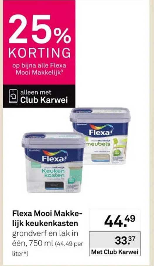 Flexa Mooi Makkelijk keukenkasten grondverf en lak in één, 750 ml