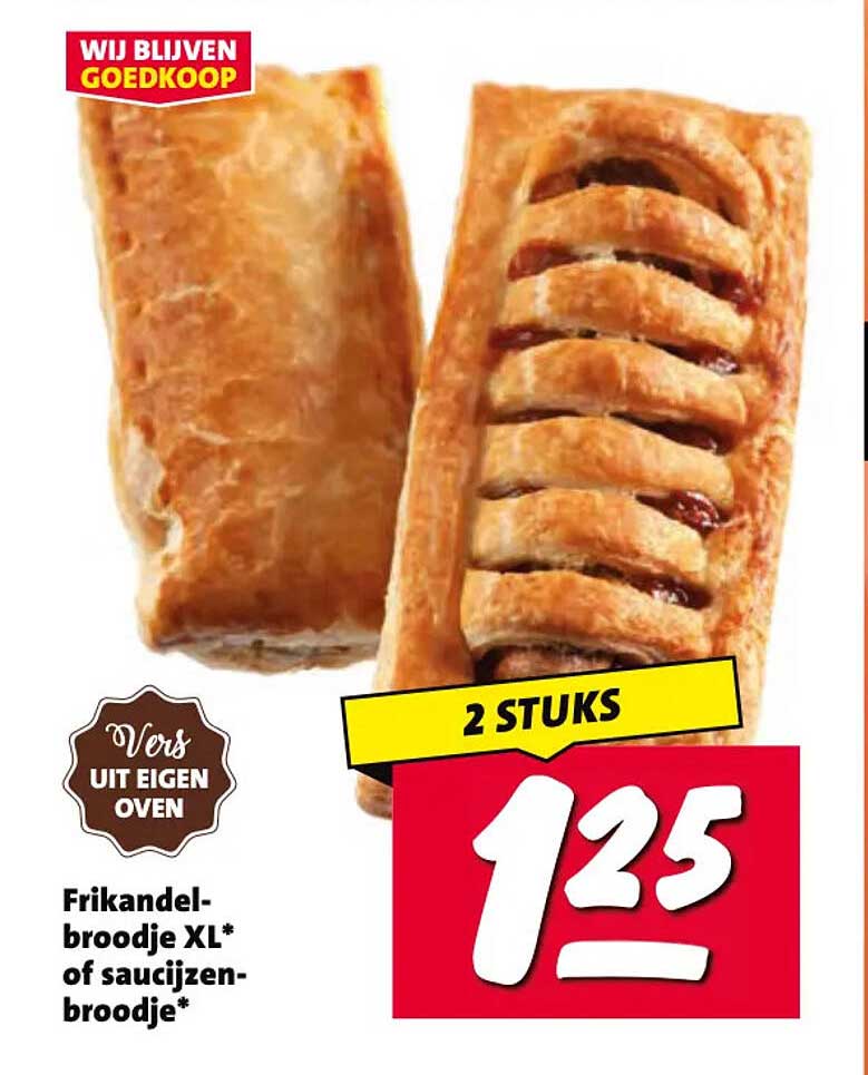 Frikandelbroodje XL* of saucijzenbroodje* 2 stuks