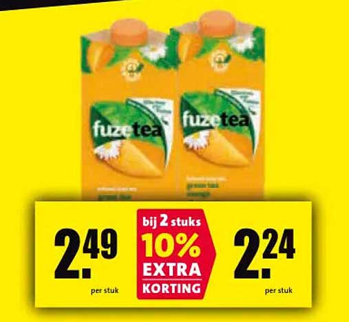 Fuze tea 10% EXTRA KORTING bij 2 stuks