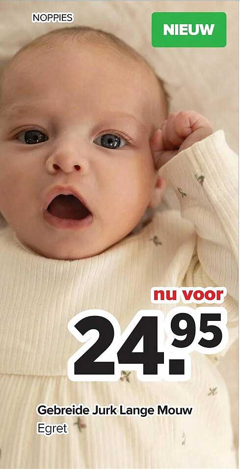 Gebreide Jurk Lange Mouw Egret