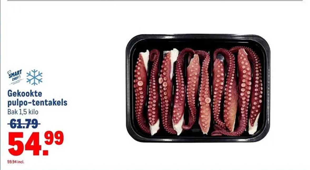 Gekookte pulpo-tentakels Bak 1,5 kilo