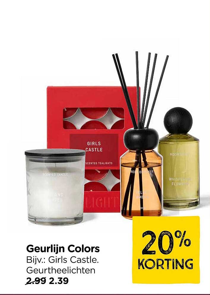 Geurlijn Colors - Bijv.: Girls Castle. Geurtheelichten 20% korting