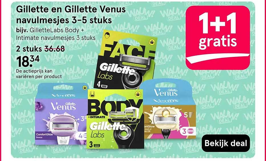 Gillette en Gillette Venus navulmesjes 3-5 stuks 1+1 gratis