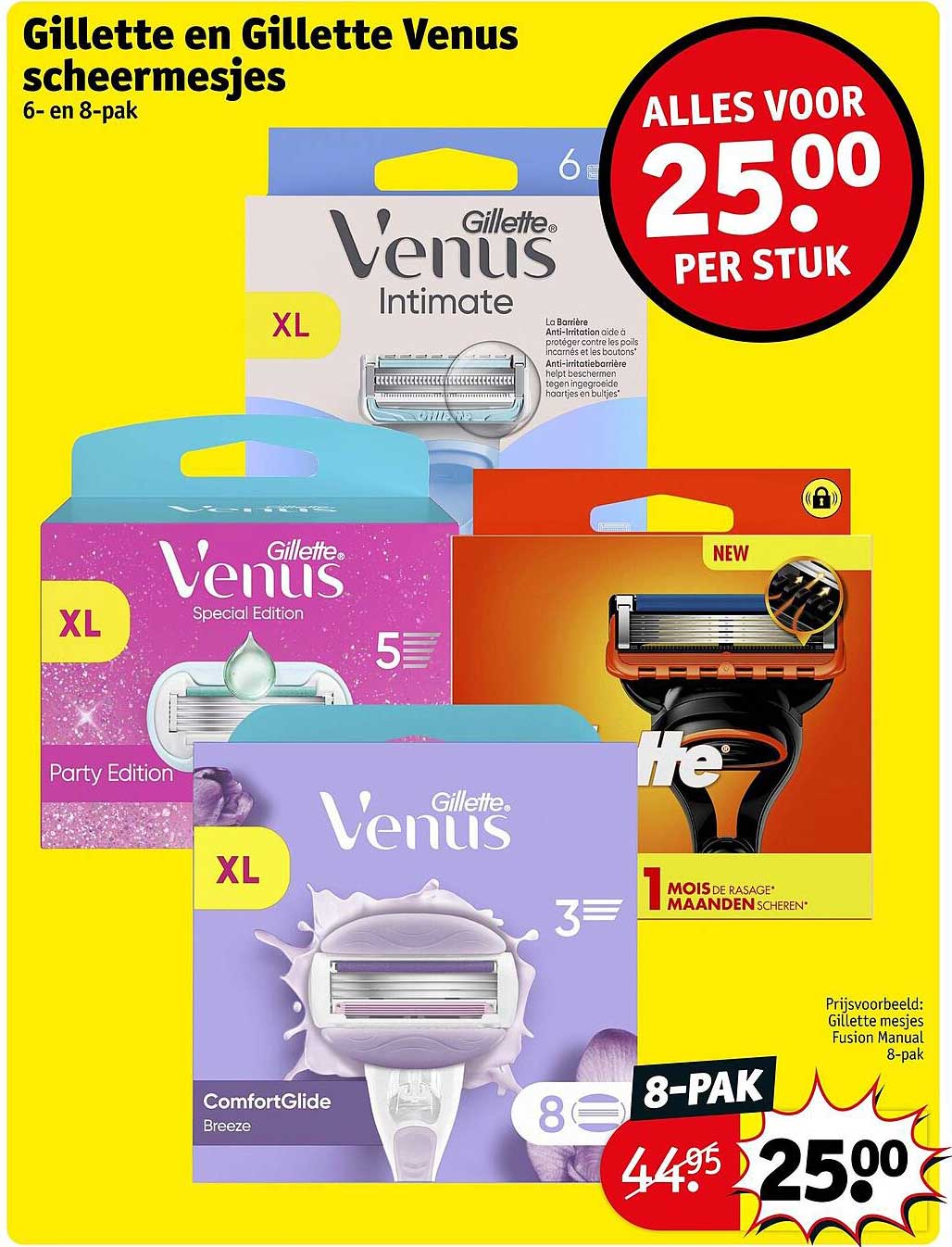 Gillette en Gillette Venus scheermesjes 6- en 8-pak
