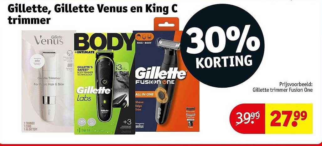 Gillette, Gillette Venus en King C trimmer 30% KORTING