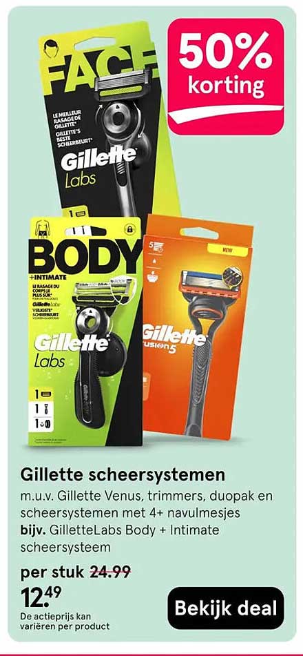 Gillette scheersystemen 50% korting