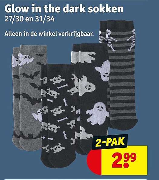 Glow in the dark sokken 27/30 en 31/34 2-PAK