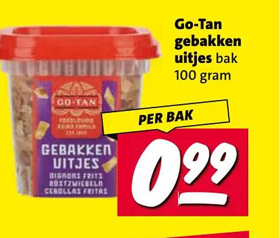 Go-Tan gebakken uitjes bak 100 gram PER BAK