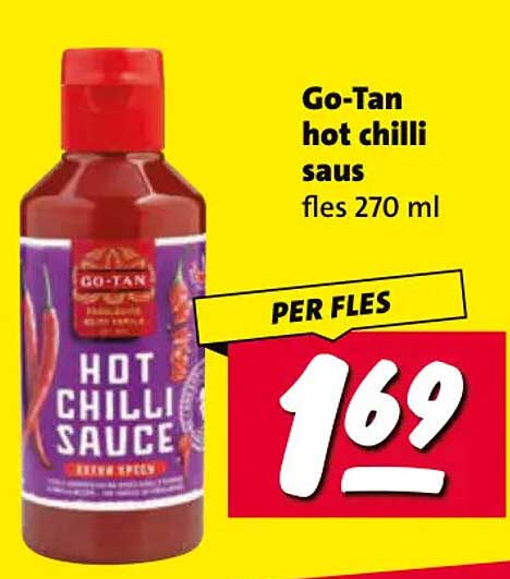 Go-Tan hot chilli saus fles 270 ml