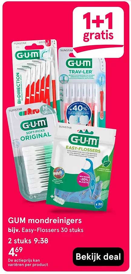 GUM mondreinigers bijv. Easy-Flossers 30 stuks 1+1 gratis