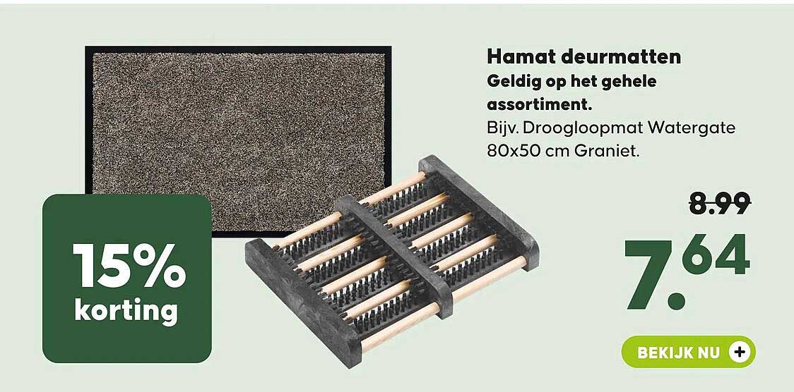 Hamat deurmatten 15% korting