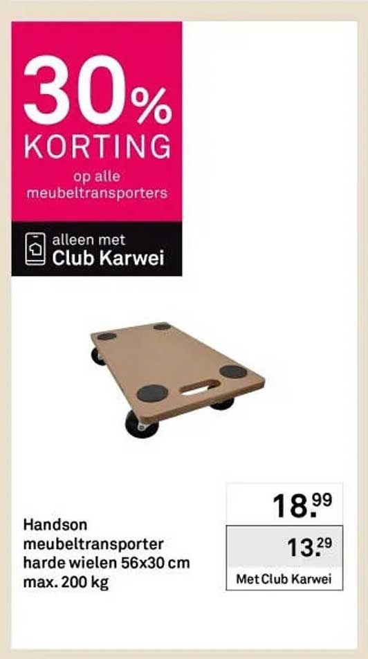 Handson meubeltransporter harde wielen 56x30 cm max. 200 kg 30% KORTING op alle meubeltransporters alleen met Club Karwei