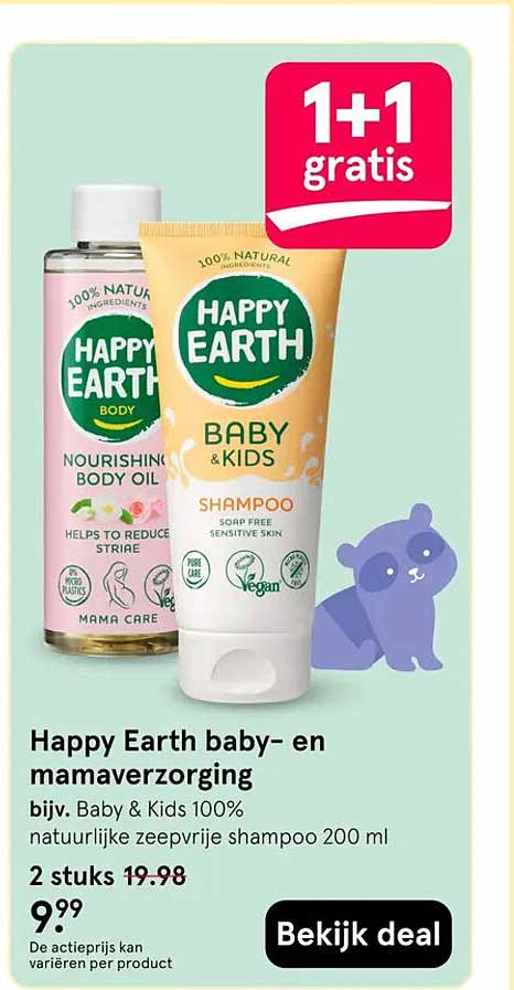 Happy Earth baby- en mamaverzorging 1+1 gratis