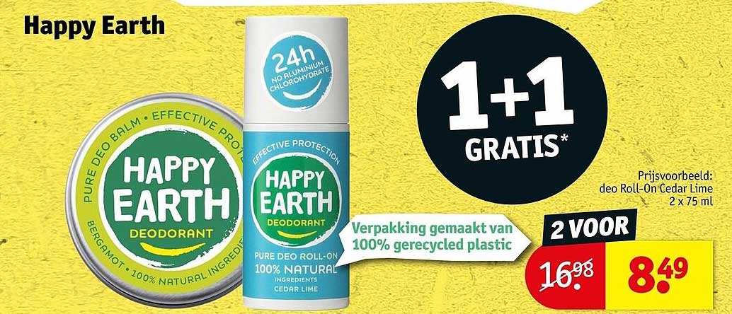 Happy Earth deodorant 1+1 gratis