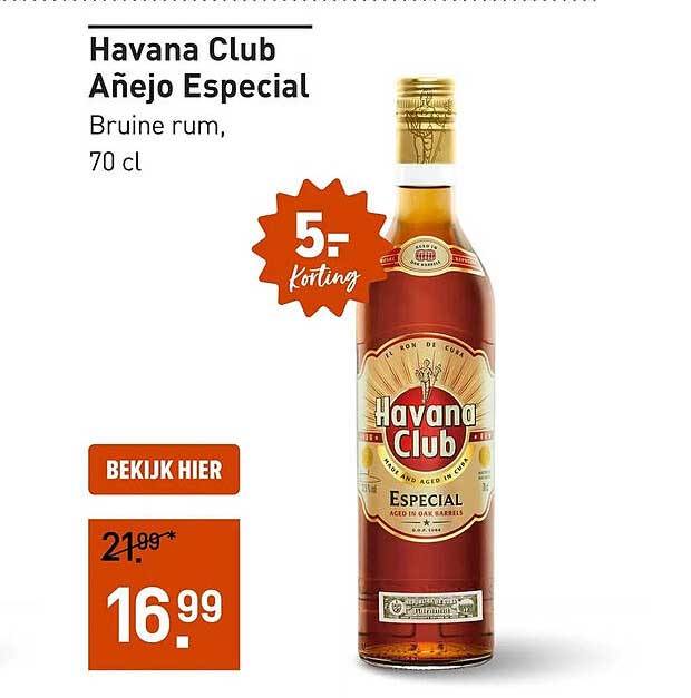 Havana Club Añejo Especial Bruine rum, 70 cl 5,- Korting