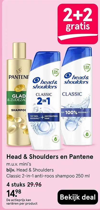 Head & Shoulders en Pantene 2+2 gratis