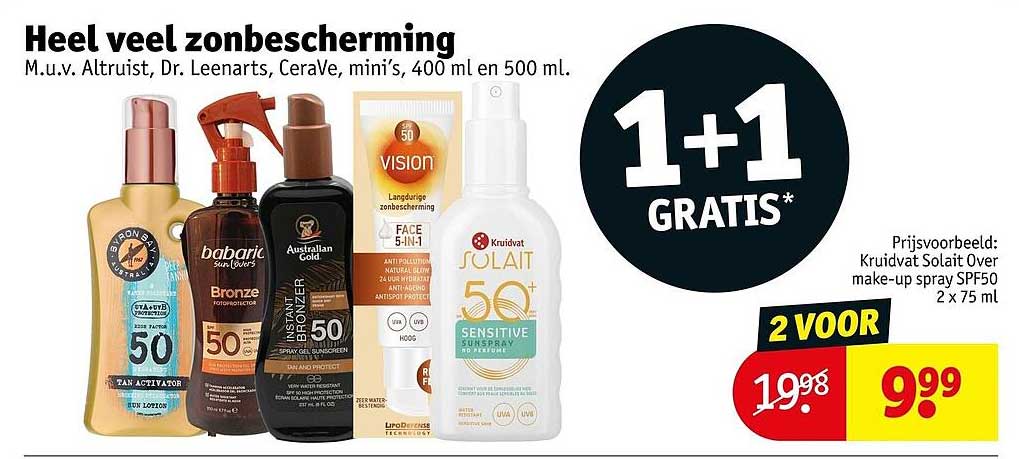 Heel veel zonbescherming 1+1 GRATIS*