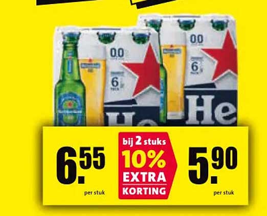 Heineken 6-pack bij 2 stuks 10% EXTRA KORTING