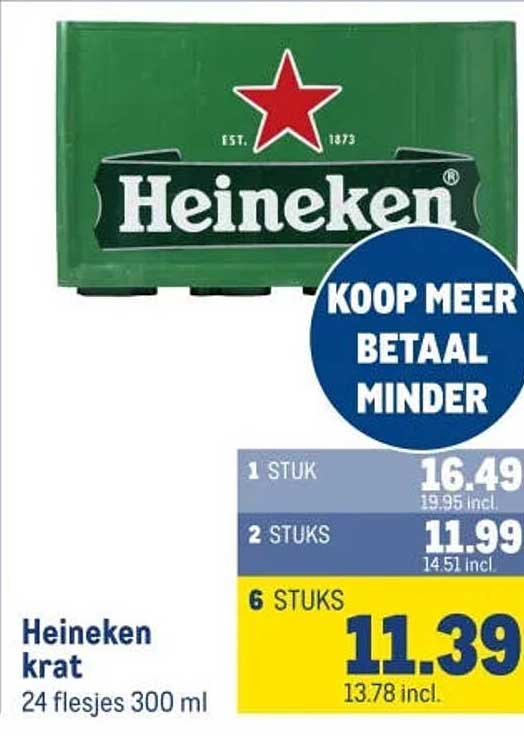 Heineken krat 24 flesjes 300 ml KOOP MEER BETAAL MINDER