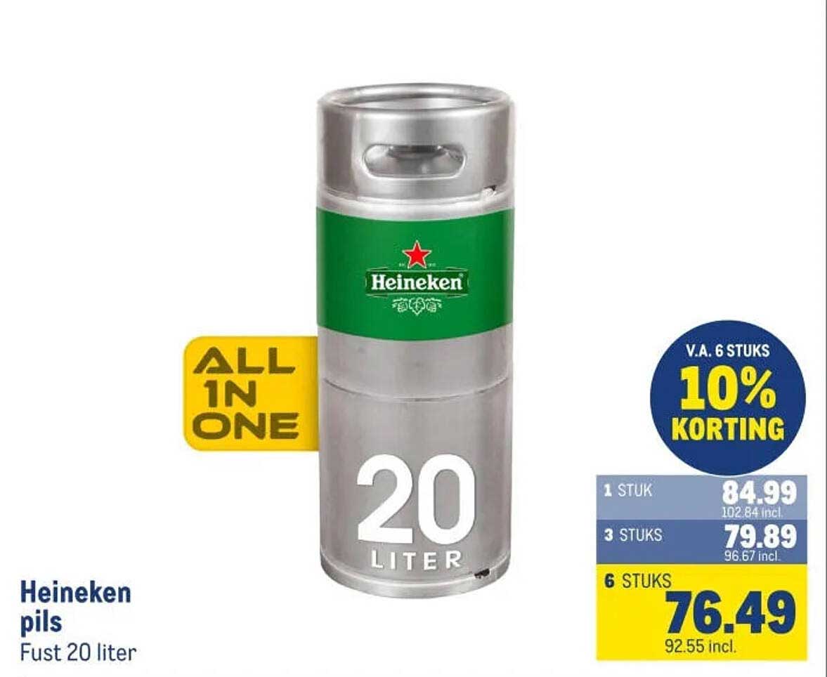 Heineken pils Fust 20 liter ALL IN ONE